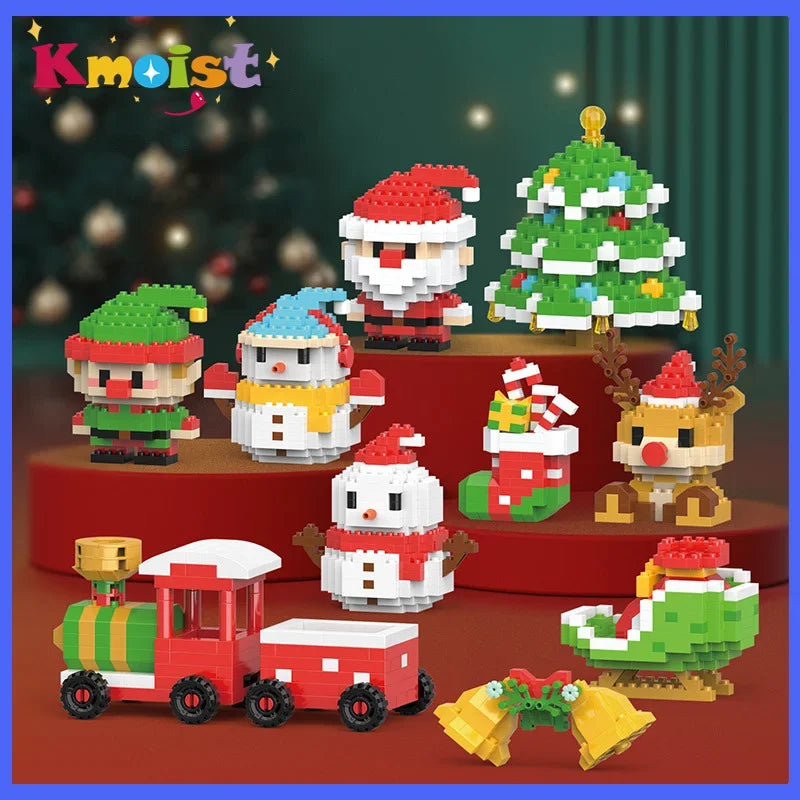 Christmas Gifts Micro Building Block Santa Claus Reindeer Christmas Eve Puzzle Assembling Bricks Table Children Xmas New Year