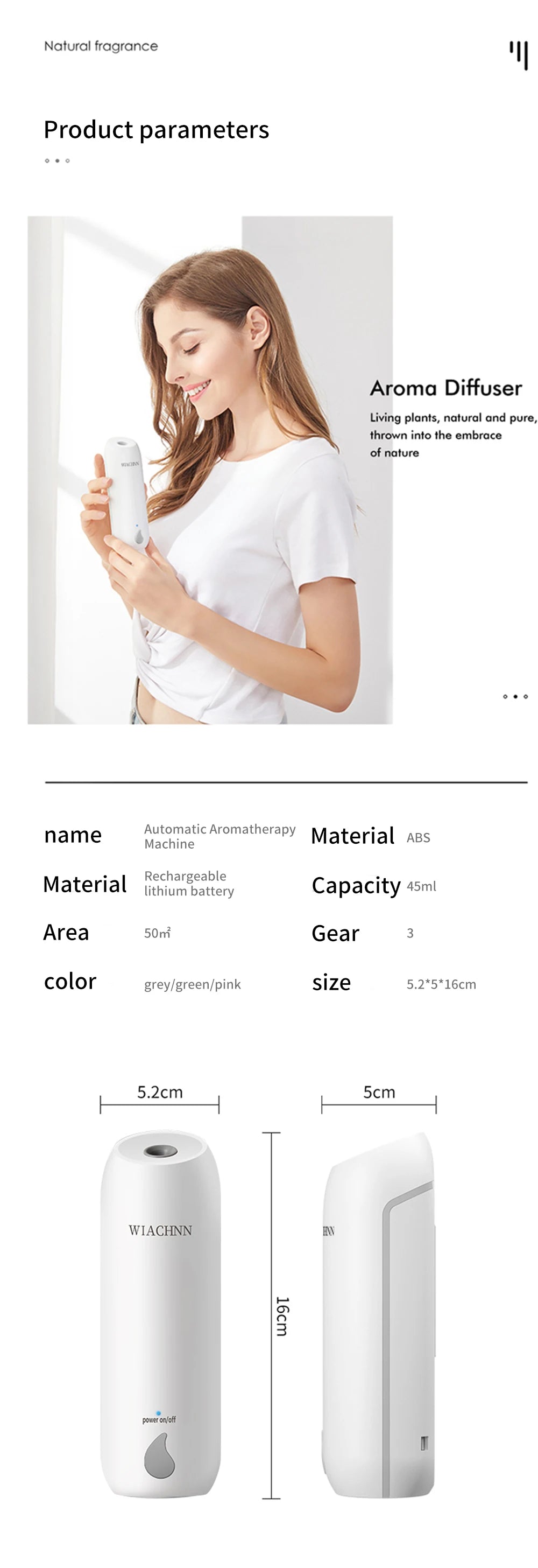 100m³ Essential Oil Diffuser 45ML 3 Modes Aroma Diffuser Wall Mounted Room Fragrance Home Toilet Hotel Air Purifiers Humidifier