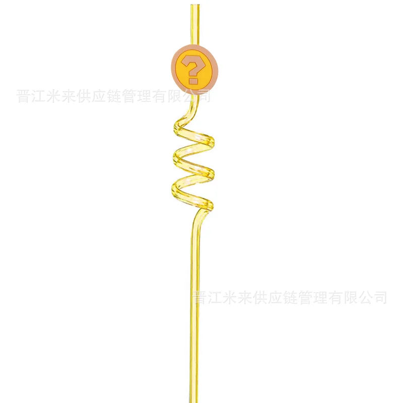 Super Mario Frozen Birthday Party Decorations Luigi Princess Peach Game-derived Peripherals Spiral Straw Disposables Tableware