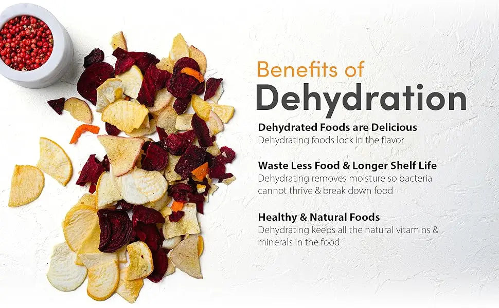 EFD319 Food Dehydrator, 5 BPA-Free 11.4" Trays Adjustable Temperature Controls, Jerky, Herbs, Fruit, Veggies, Dried Snacks