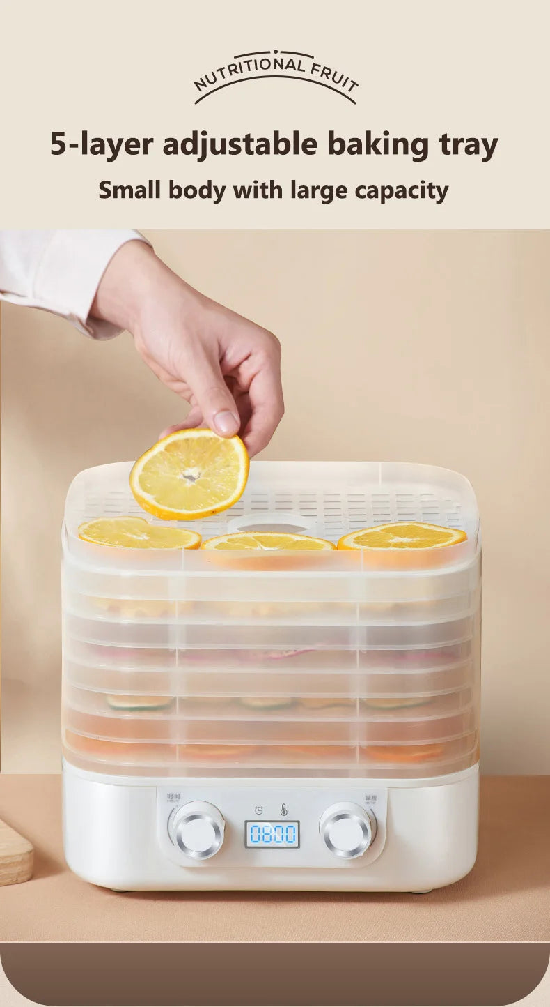 48Hours Long Lasting Thermostatic Fruit Drying Device 3/5 Layers Food Dehydrator Snack Herb Desiccator Temperature Adjustable