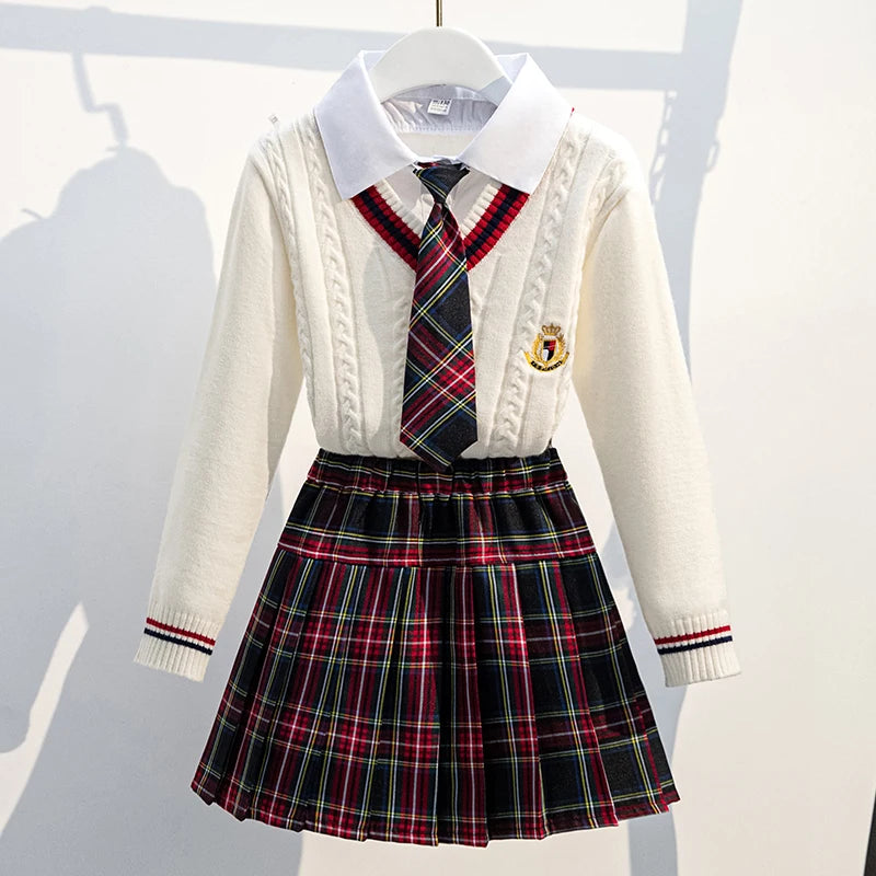 2024 Kids Clothes Autumn for Girls School Uniform Twinset Kids School Look Girl Clothes Junior Girl Clothing School Clothes