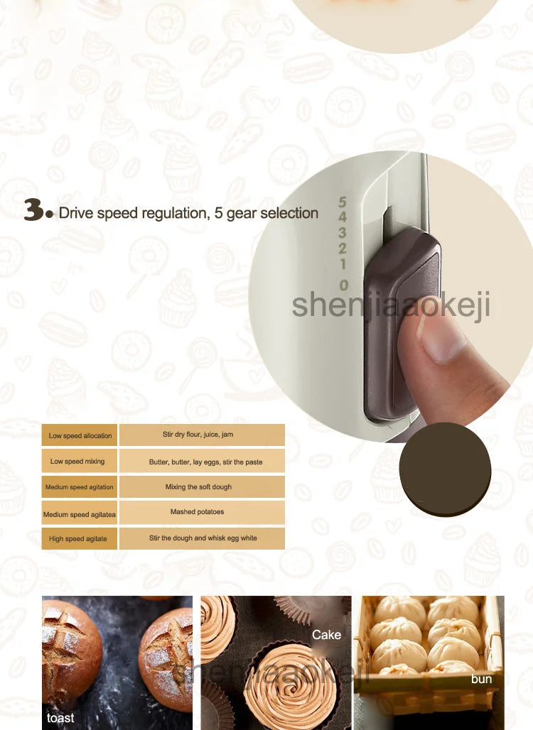 DDQ-B01A1 Electric Mixer Hand-held egg Whisk and Flour mixing Machine Mixer Cream Whipper Egg Beater 220v 200w1pc