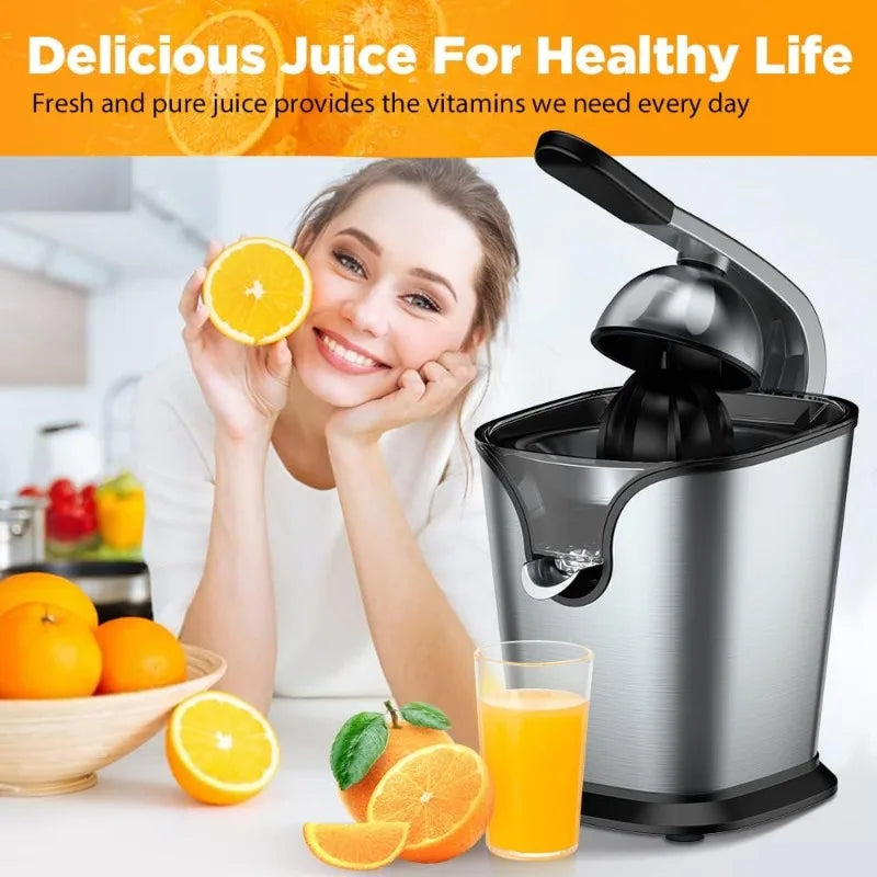 Electric Citrus Juicer Squeezer Stainless Steel 150 Watts of Power for Orange Lemon Lime Grapefruit Juice with Soft Rubber Grip