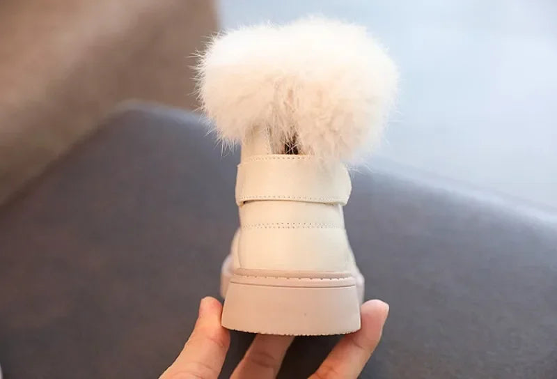Children Warm Boots Boys Girls Winter Snow Boots with Fur Kids Snow Boots Children Soft Bottom Shoes