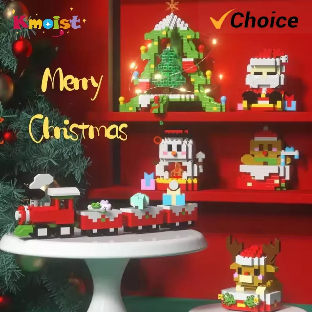 Christmas Gifts Micro Building Block Santa Claus Reindeer Christmas Eve Puzzle Assembling Bricks Table Children Xmas New Year