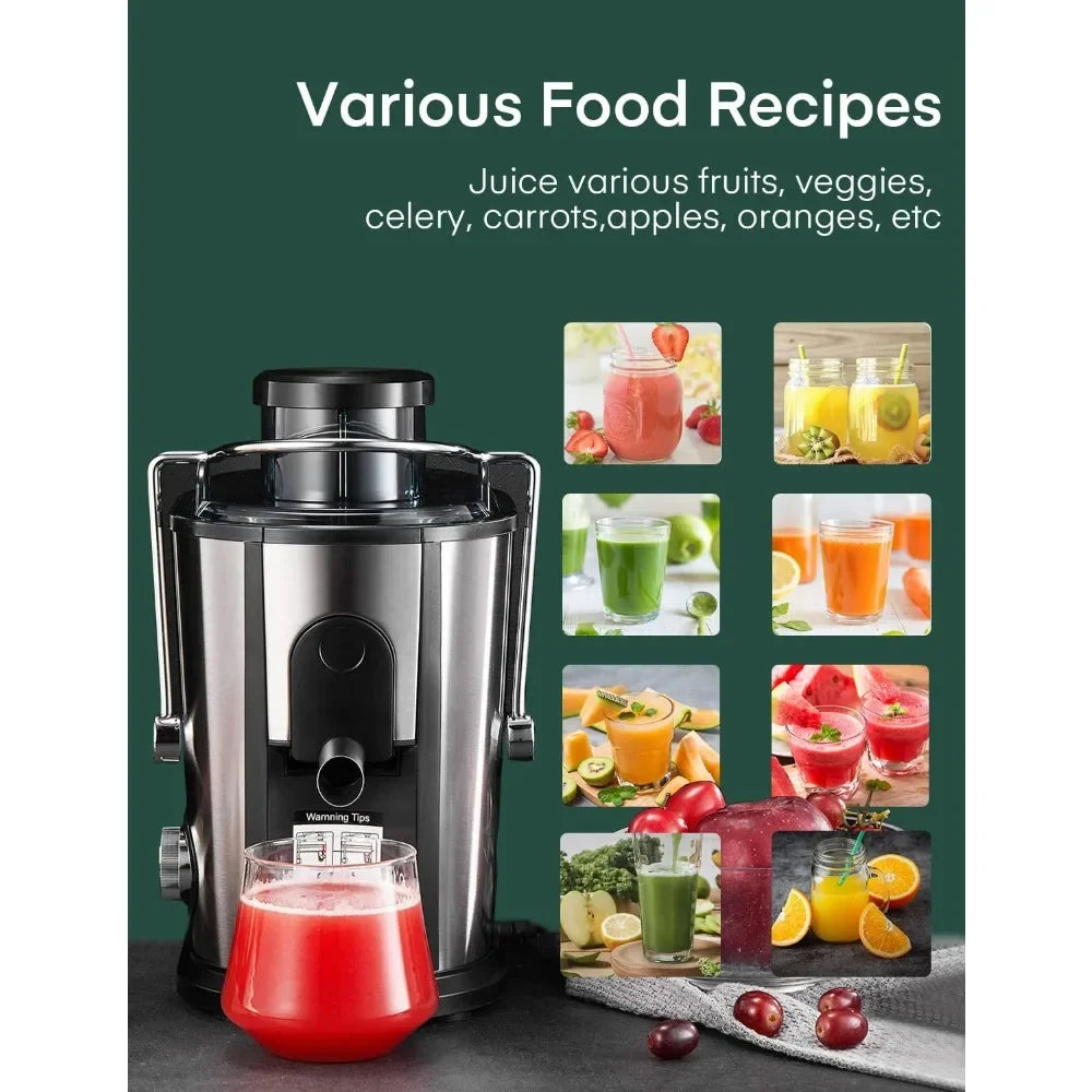 Juicer Machines with Anti-drip & Anti-slip Function, Centrifugal Juicer Whole Fruit and Vegetable,2 Speeds