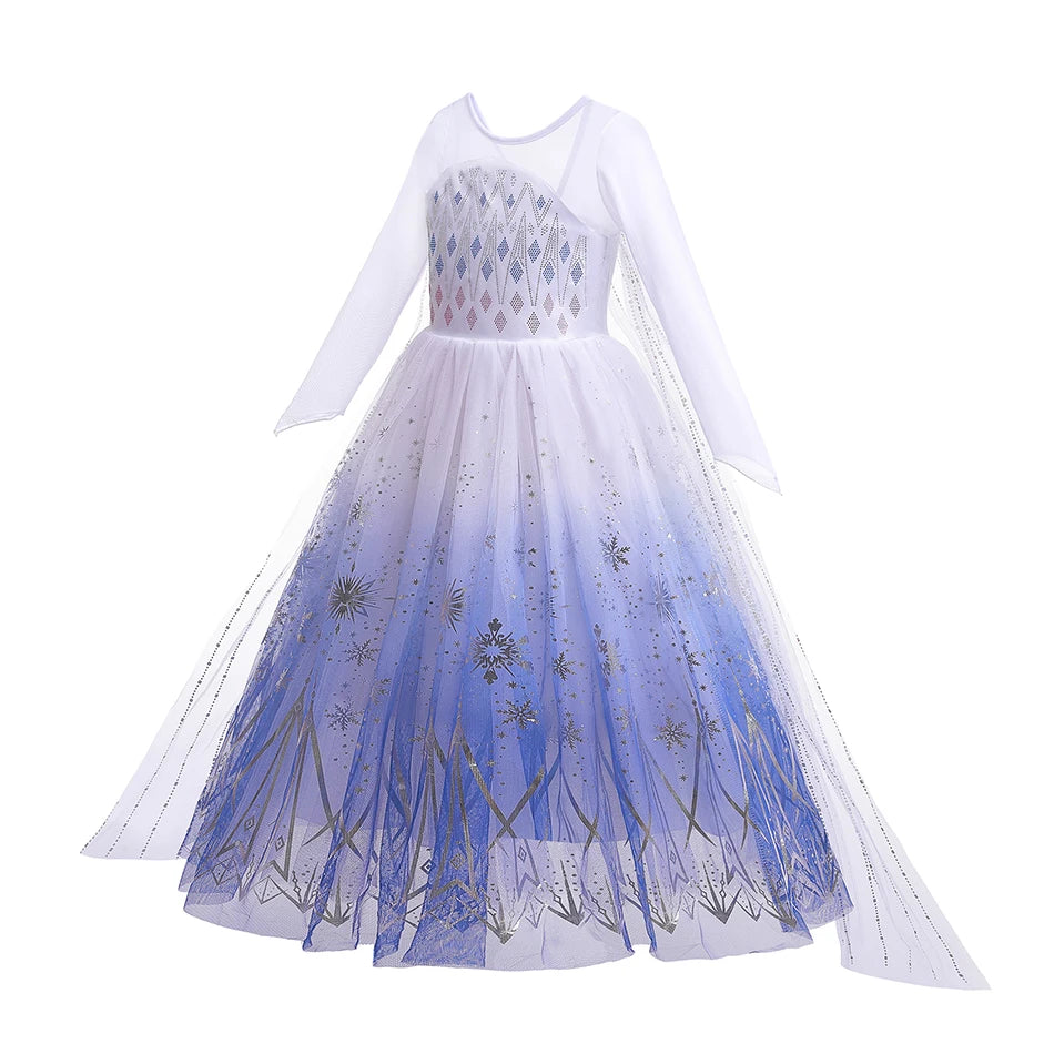 Frozen 2 Disney Cosplay Costumes for Girls Anna & Elsa Princess Snow Queen Long Dresses Halloween Party Carnival Clothes Vestido