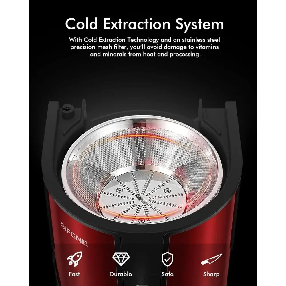 Juicer Machine, 800W Centrifugal Juicer with 3.2" Big Mouth, Juice Extractor Maker with 3 Speeds Settings, BPA Free (Red)