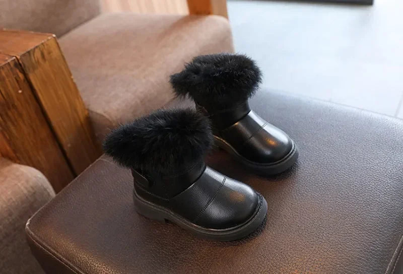 Children Warm Boots Boys Girls Winter Snow Boots with Fur Kids Snow Boots Children Soft Bottom Shoes