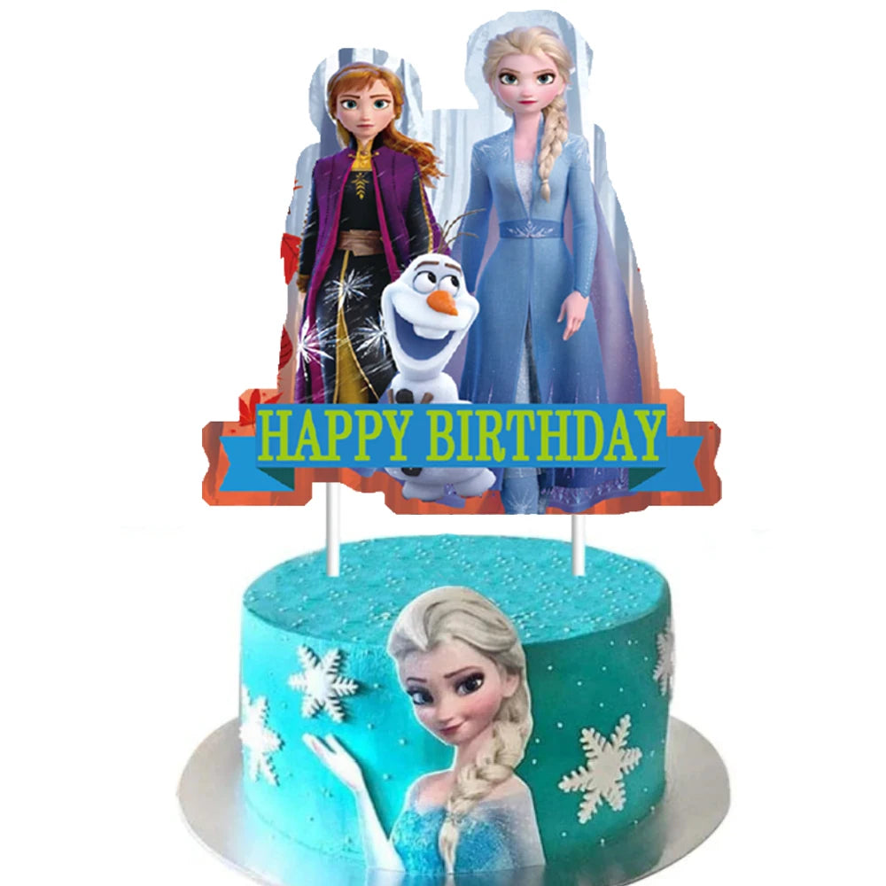 Disney Frozen Elsa Birthday Decorations Frozen Queen Anna Baby Shower Wedding Party Supplies Cake Topper Kit Cup Cake Tableware