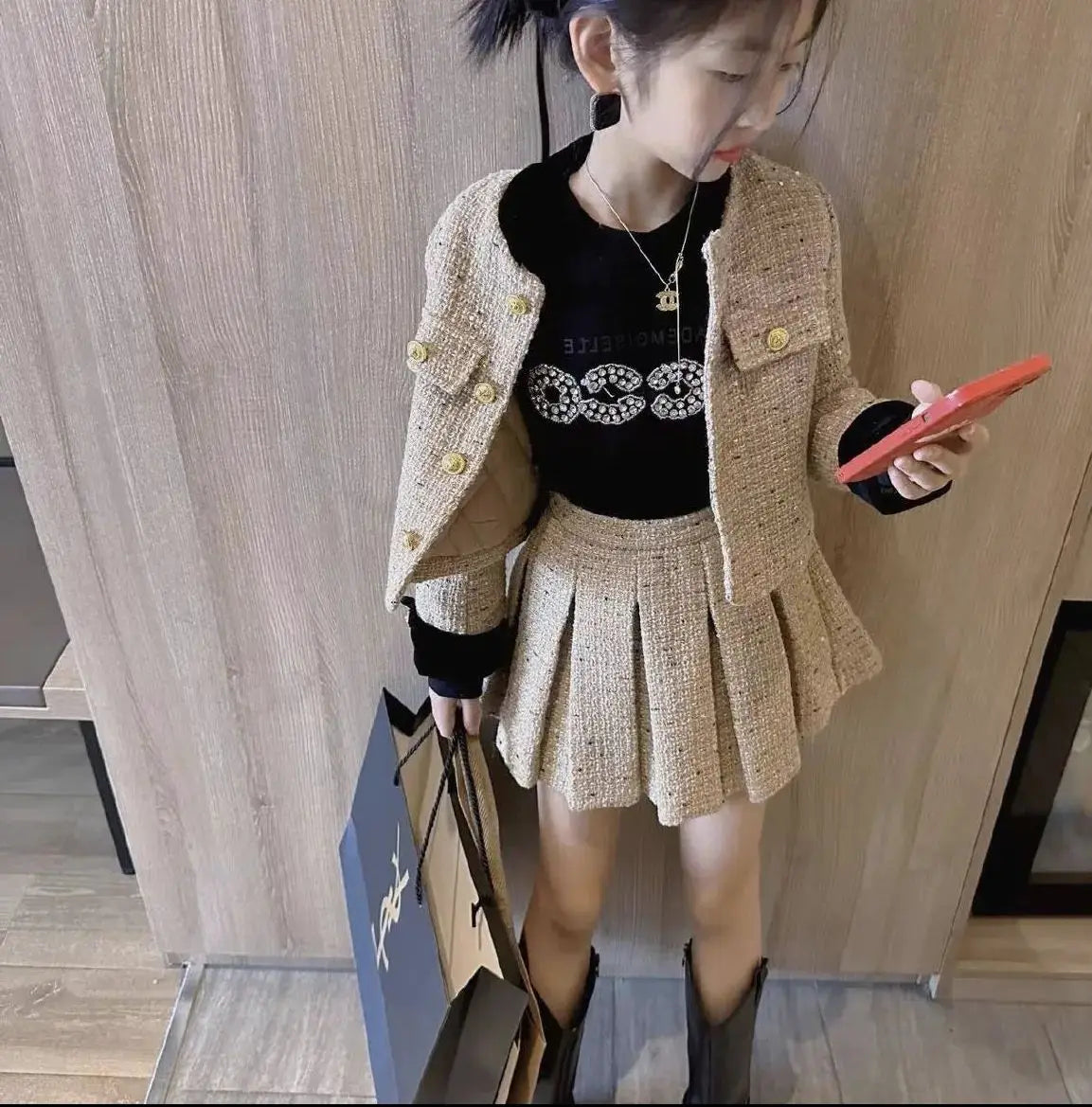 baby Girls Outfits blazer+Pleated skirt 2pcs kids girls clothes set Designer Style 2-16 years coat+skirt teen girl clothing suit