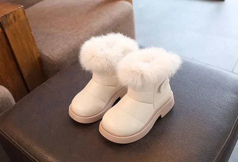 Children Warm Boots Boys Girls Winter Snow Boots with Fur Kids Snow Boots Children Soft Bottom Shoes
