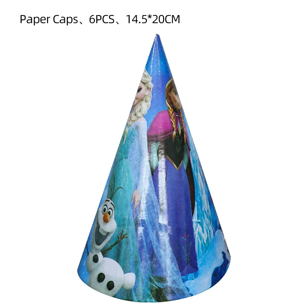 Disney Frozen Love Elsa Anna Birthday Party Gift Bag Triangle Flag Paper Hat Disposable Tableware Supplies