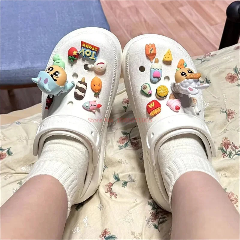 Crayon Shin-Chan 3d Pvc Decoration Buckle Little Cartoon Resin Hole Shoe Own Cave Sandal Design Charms Boy Girl  Accessory