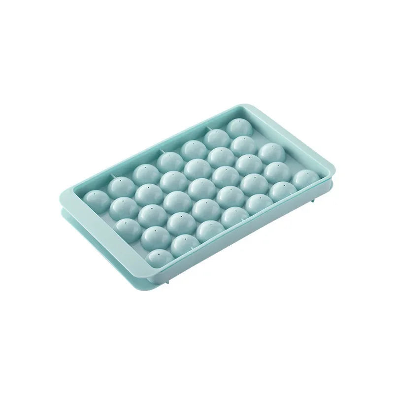 Round Ice Cube Tray with Lid&Bin Ice Maker Popsicle Mold for Freezer with Container Chilling Cube Making Cocktail Whiskey Coffee