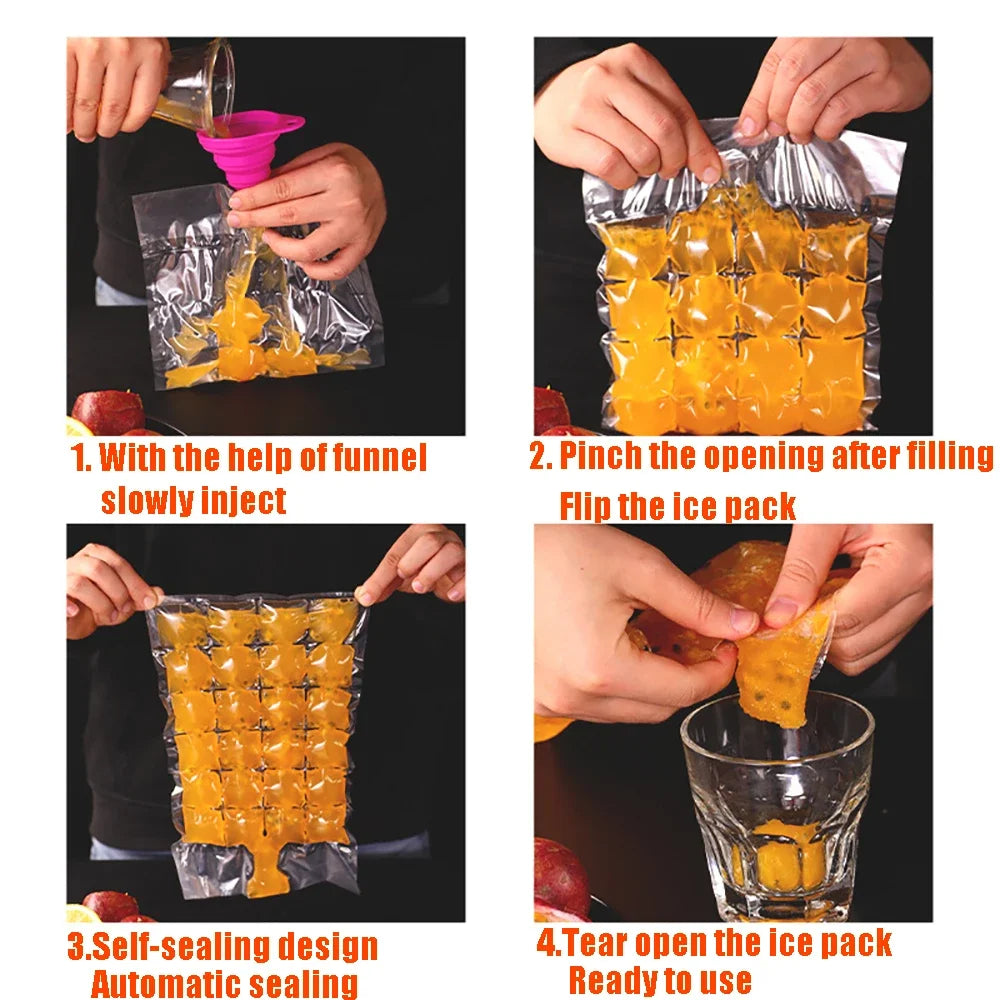 10pcs Disposable Ice-making Bags Self-sealing Ice Cube Tray Mold Home Kitchen Gadgets Summer Faster Freezing DIY Drinking Tool