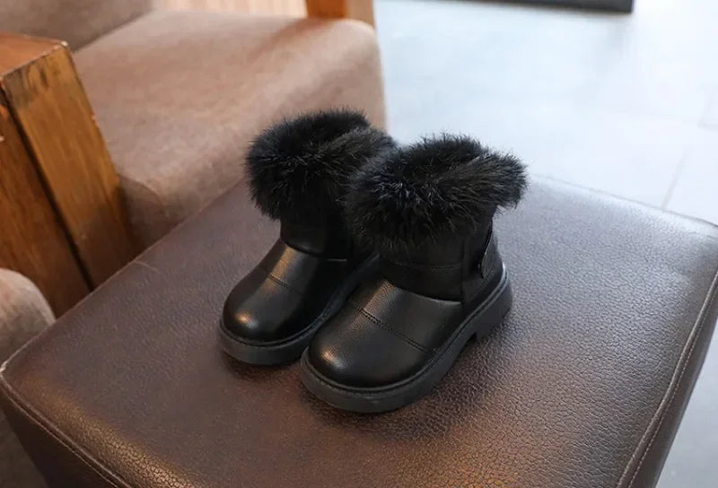Children Warm Boots Boys Girls Winter Snow Boots with Fur Kids Snow Boots Children Soft Bottom Shoes