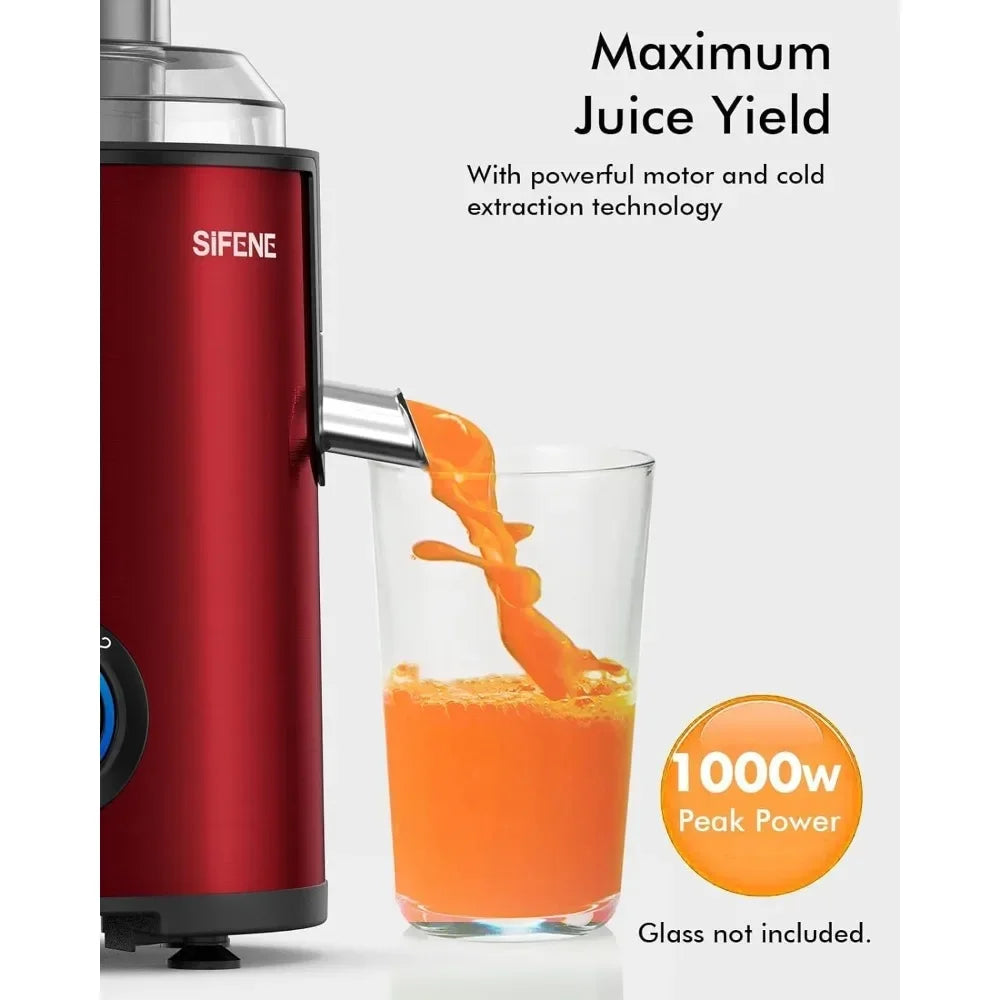 Juicer Machine, 800W Centrifugal Juicer with 3.2" Big Mouth, Juice Extractor Maker with 3 Speeds Settings, BPA Free (Red)