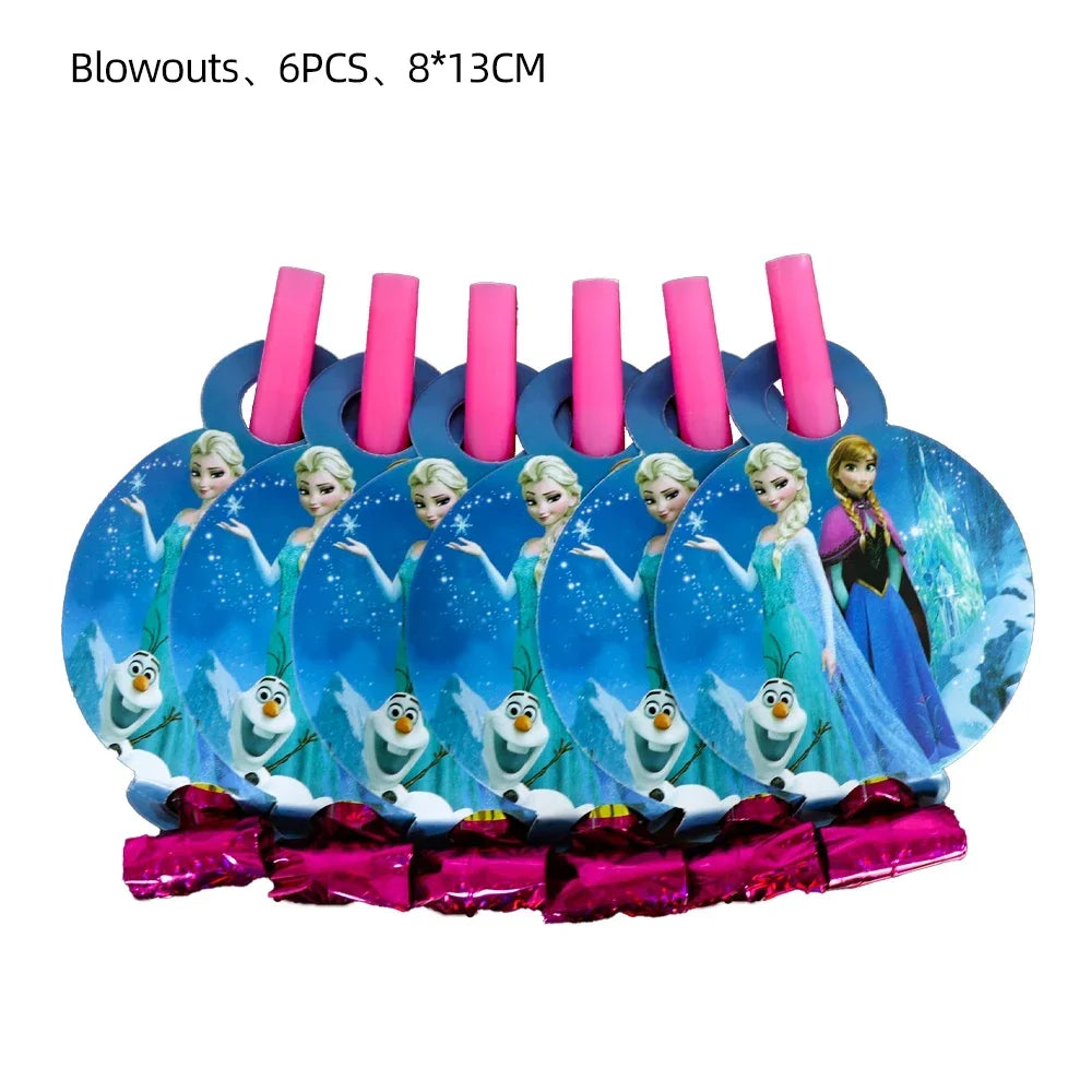 Disney Frozen Love Elsa Anna Birthday Party Gift Bag Triangle Flag Paper Hat Disposable Tableware Supplies