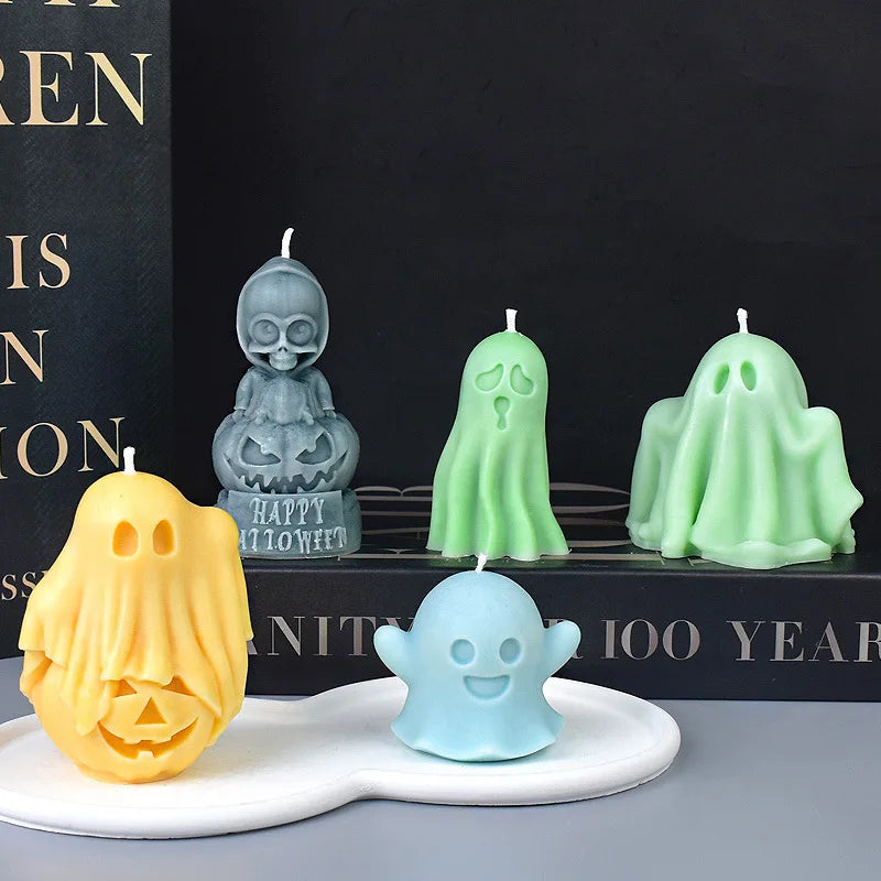 Ghost Pumpkin Halloween Decor Candle Silicone Mold DIY Handmade Aromatherapy Candle Plaster Resin Mould Halloween Tabletop Gifts
