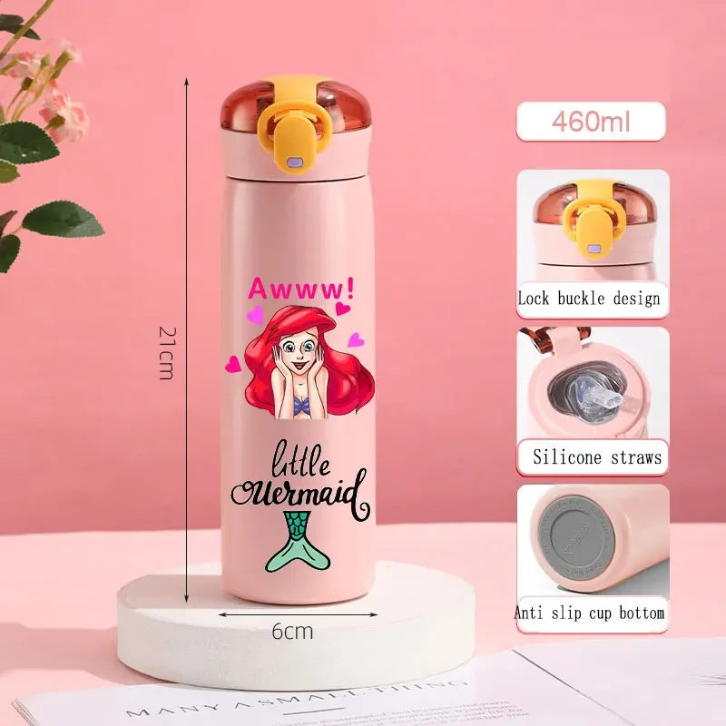 560ml Gradient Cup Little Mermaid Pink Series & 460ml Plastic Cup Bouncing Children's Cup Ariel Portable Bottle  Gifts
