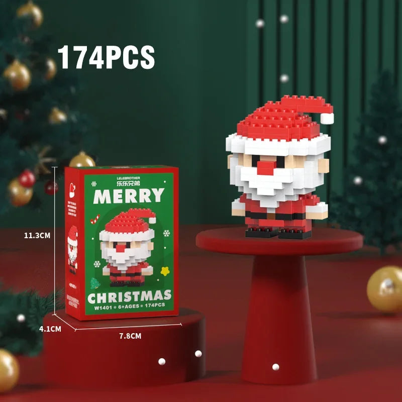 Christmas Gifts Micro Building Block Santa Claus Reindeer Christmas Eve Puzzle Assembling Bricks Table Children Xmas New Year
