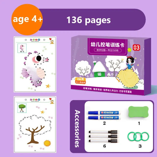 English Magic Book Learning Lettering In Tracing Workbook for Kids Reusable Calligraphy Copybook for Children Montessori Writing
