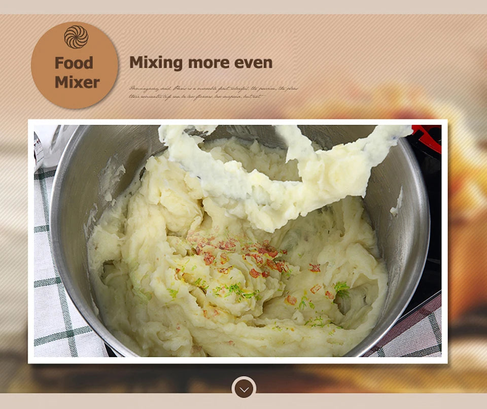 Stainless Steel Bread Dough Mixer Automatic Flour Eggs Mixing Kneading Machine