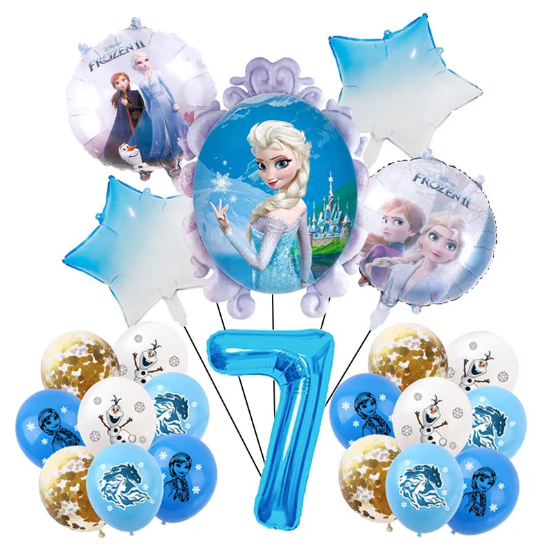 1Set Disney Frozen Elsa Anna Cartoon Number Foil Balloons Birthday Baby Shower Party Decoration Children's Gifts Globos Supplies