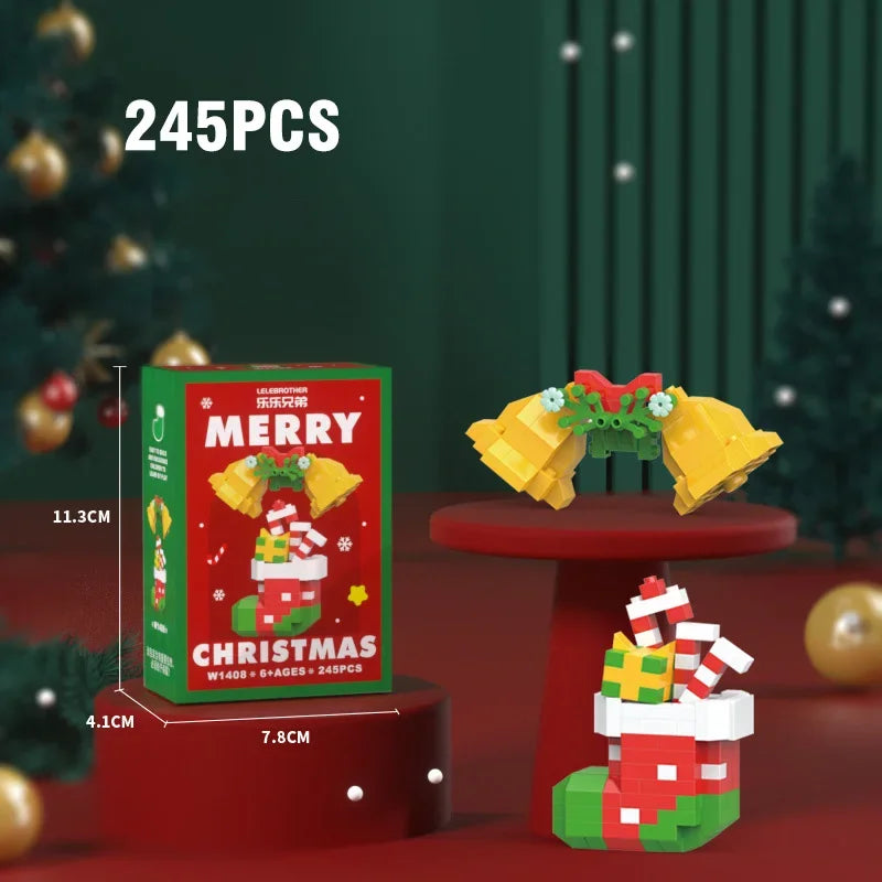 Christmas Gifts Micro Building Block Santa Claus Reindeer Christmas Eve Puzzle Assembling Bricks Table Children Xmas New Year