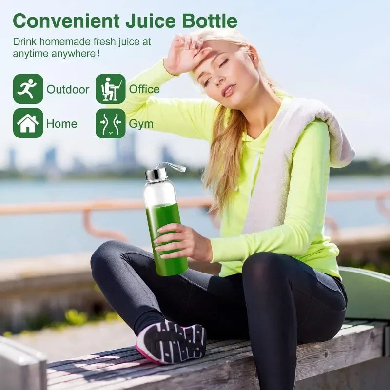 Juicer Machines,AMZCHEF Slow Masticating Juicer, Juicer with Two Speed Modes, Travel bottles(500ML),LED display