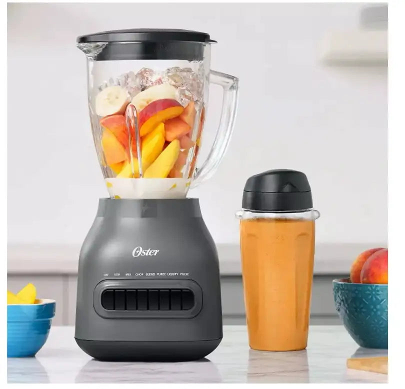 Oster Easy-to-Clean Blender with Dishwasher-Safe Glass Jar with a 20 oz. Blend-n-Go Cup
