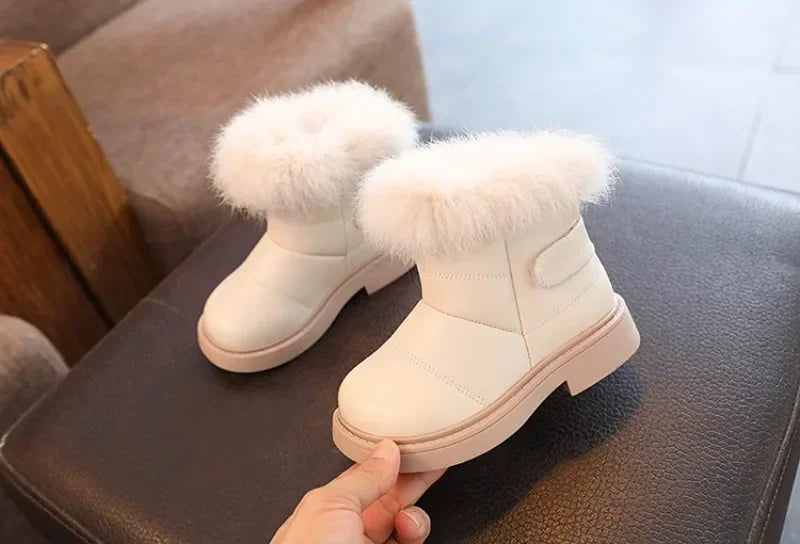 Children Warm Boots Boys Girls Winter Snow Boots with Fur Kids Snow Boots Children Soft Bottom Shoes