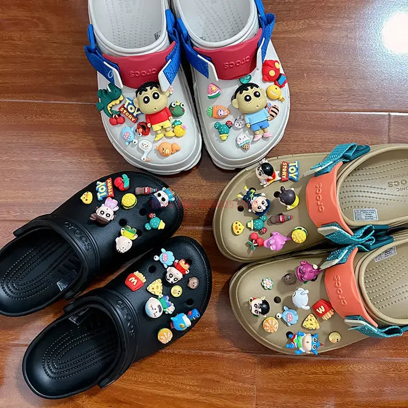 Crayon Shin-Chan 3d Pvc Decoration Buckle Little Cartoon Resin Hole Shoe Own Cave Sandal Design Charms Boy Girl  Accessory