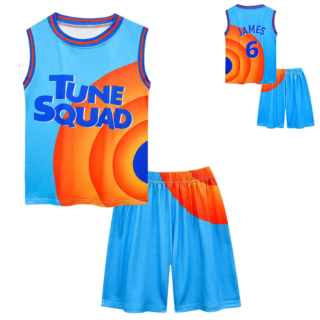 Boys & Girls Space Jam 2 Tune Squad Basketball Jersey Set - Kids Sports Cosplay Vest & Shorts Tracksuit Uniform