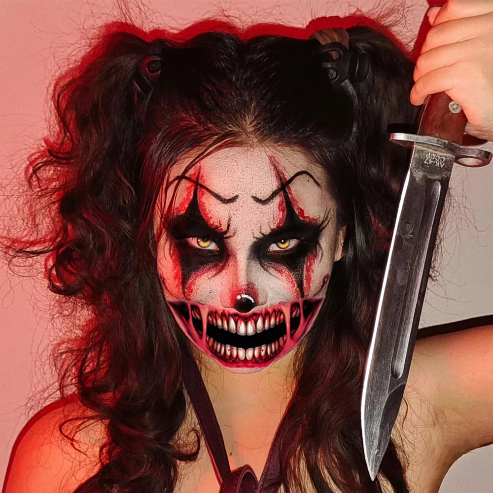 50pcs New Halloween Horror Big Mouth Face Tattoo Funny Diy Stickers Party Scary Temporary Tattoo Waterproof Tattoo for Men Women