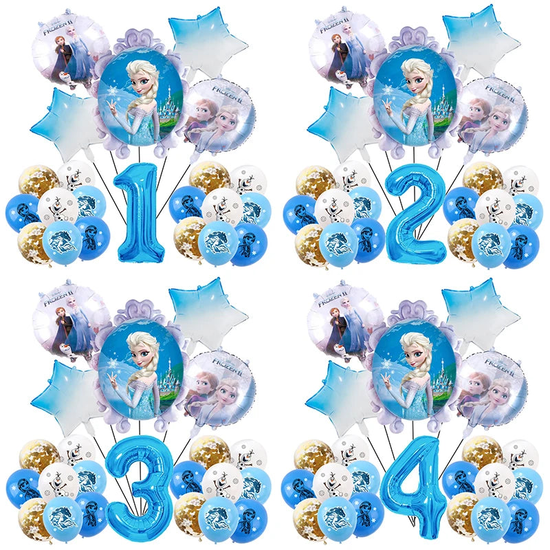 1Set Disney Frozen Elsa Anna Cartoon Number Foil Balloons Birthday Baby Shower Party Decoration Children's Gifts Globos Supplies