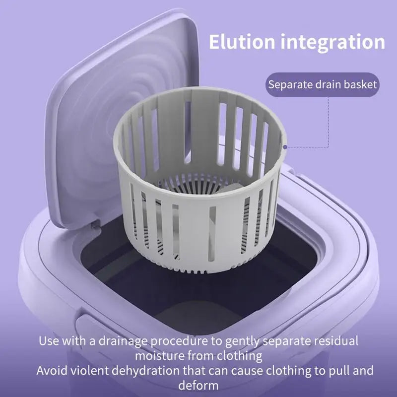8L Household Small Folding Washing Machine Student Dormitory Underwear Sock Mini Washing Machine Portable Washing Bucket EU PLUG