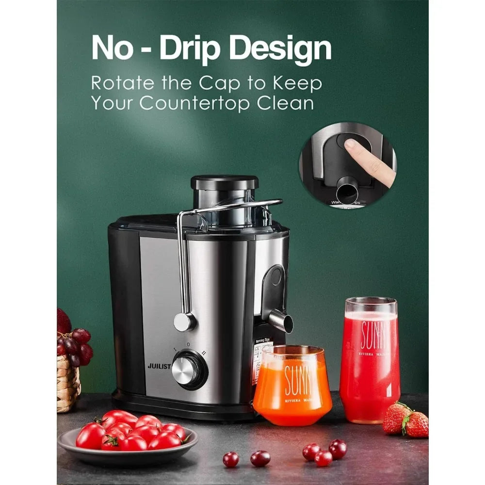 Juicer Machines with Anti-drip & Anti-slip Function, Centrifugal Juicer Whole Fruit and Vegetable,2 Speeds