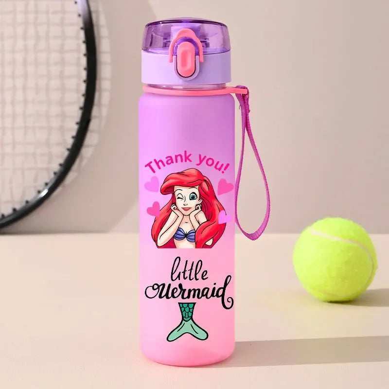560ml Gradient Cup Little Mermaid Pink Series & 460ml Plastic Cup Bouncing Children's Cup Ariel Portable Bottle  Gifts