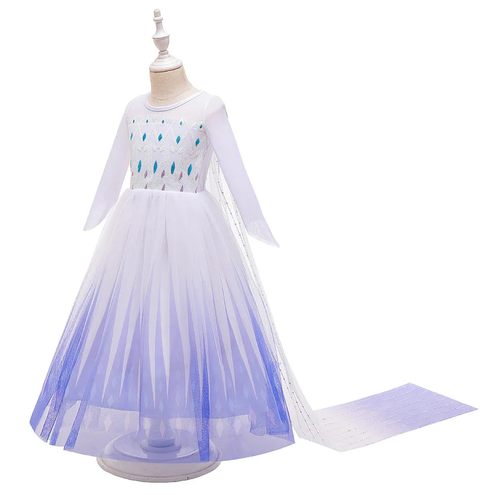 Disney Frozen Anna Elsa Cosplay Costumes for Girls Princess Snow Queen Long Dresses Halloween Party Carnival Clothes Vestido