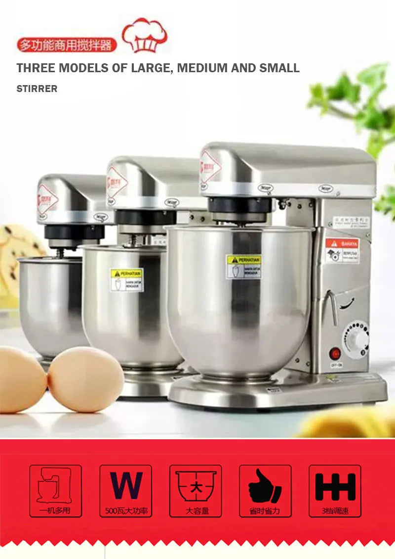 Stainless Steel Bread Dough Mixer Automatic Flour Eggs Mixing Kneading Machine