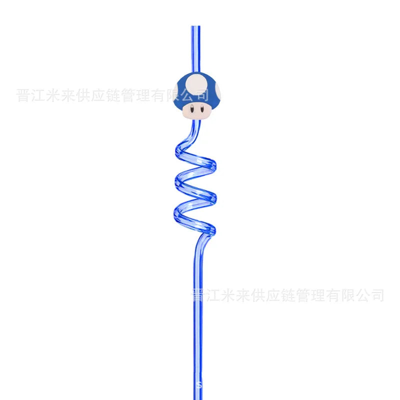 Super Mario Frozen Birthday Party Decorations Luigi Princess Peach Game-derived Peripherals Spiral Straw Disposables Tableware