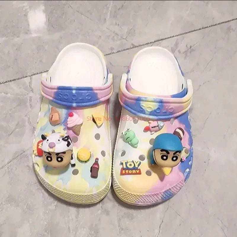 Crayon Shin-Chan 3d Pvc Decoration Buckle Little Cartoon Resin Hole Shoe Own Cave Sandal Design Charms Boy Girl  Accessory