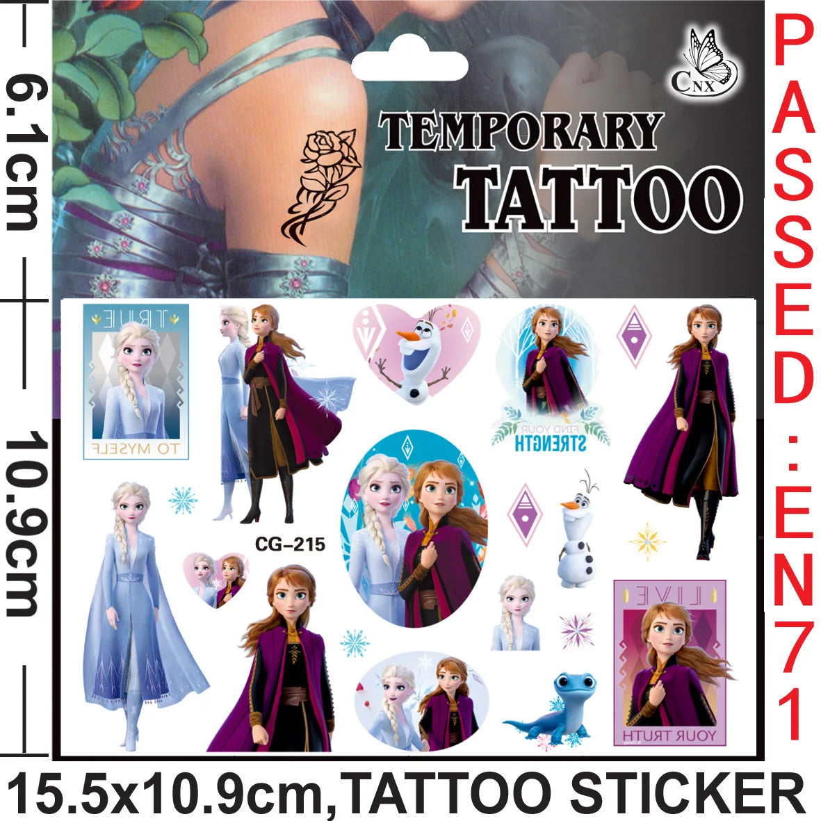 Disney Princess Frozen Tattoo Stickers Children's Birthday Party Decoration Anna Elsa Cartoon Sticker Classic Toys Kids Gifts