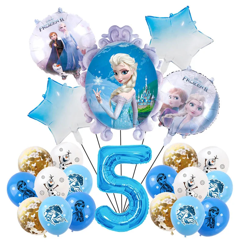 1Set Disney Frozen Elsa Anna Cartoon Number Foil Balloons Birthday Baby Shower Party Decoration Children's Gifts Globos Supplies