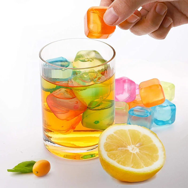 12Pcs/Set Whisky Reusable Ice Cube The Summer Wear-resistant Rocks Whiskey Cubes Plastic Accessories