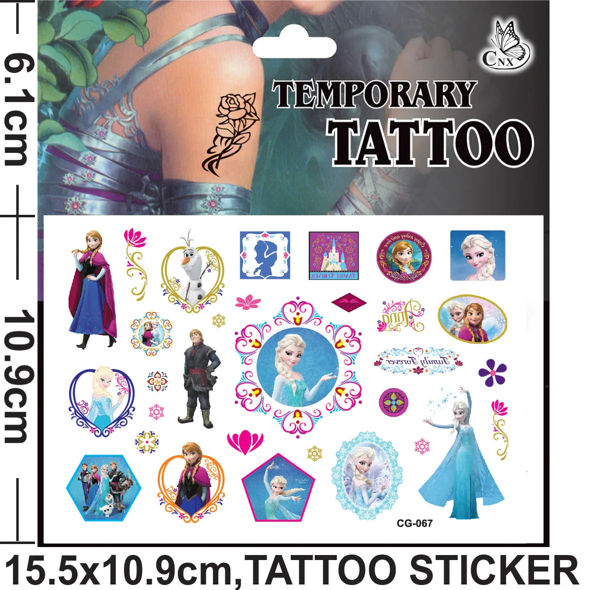Disney Princess Frozen Tattoo Stickers Children's Birthday Party Decoration Anna Elsa Cartoon Sticker Classic Toys Kids Gifts