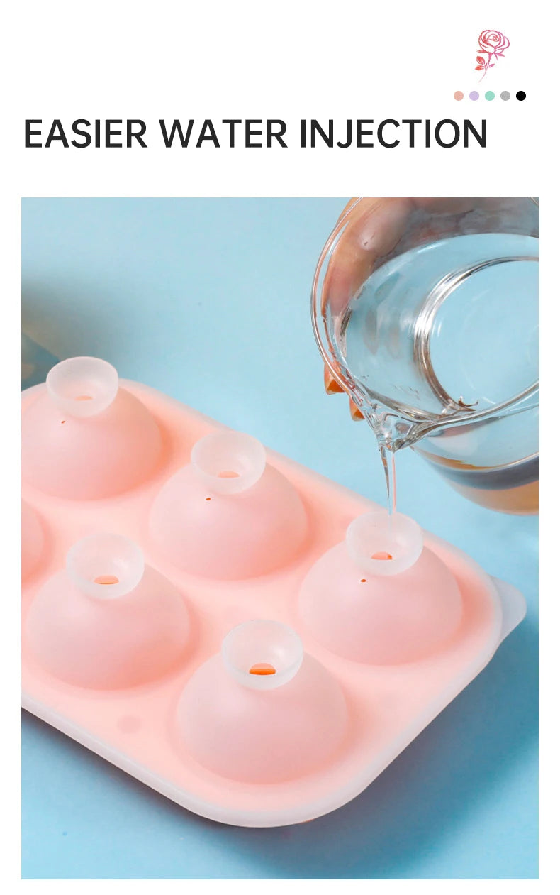 Ice Cube Maker 3D Rose Ice Molds 2.5 Inch, Large Cube Trays, Make 4/6 Giant Cute Flower Shape ,  Ice Pop Mold Silicone